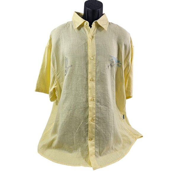 Miskeen Originals Men’s Jeweled & Embroidered Linen Short Sleeve Shirt - Size 2X - Picture 12 of 16